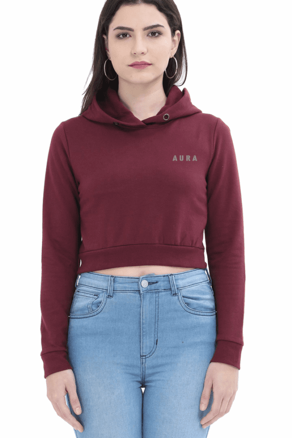 AURA EMBROIDERED CROPPED HOODIE – STREETWEAR REDEFINED - Image 3