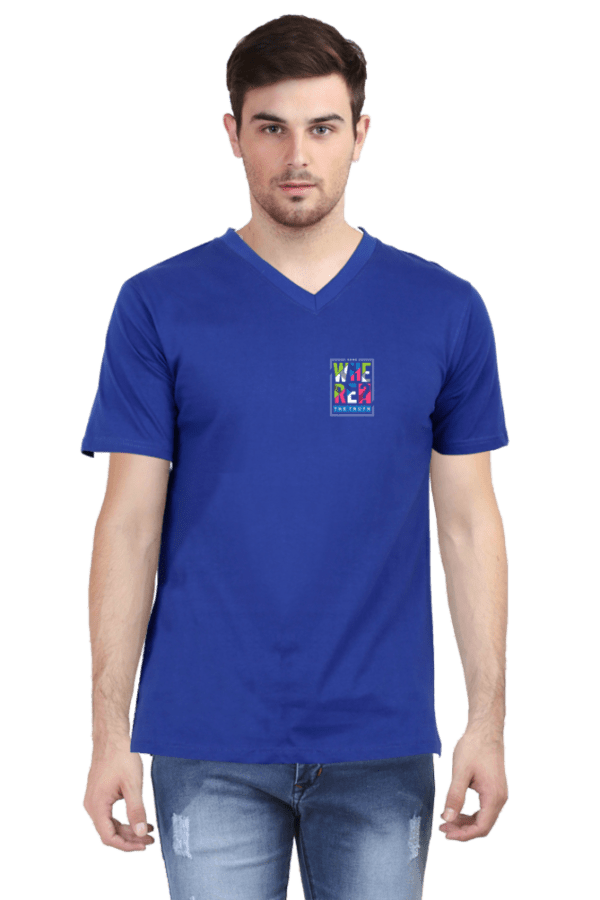 V-Neck T-Shirt – "Where’s the Truth?" Vibrant Design | Premium Cotton - Image 2