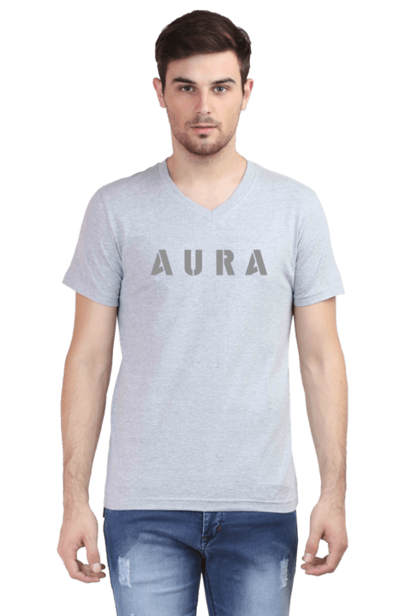 V-Neck T-Shirt with "Aura" Center Print – Premium & Stylish - Image 3