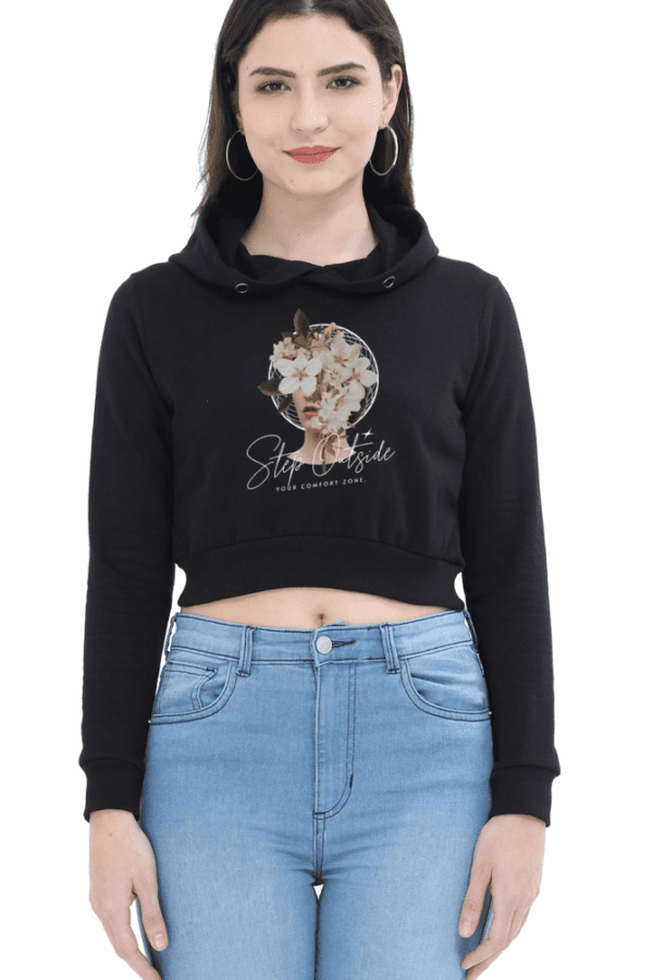 FLORAL VISION – CROPPED HOODIE WITH ARTISTIC EDGE