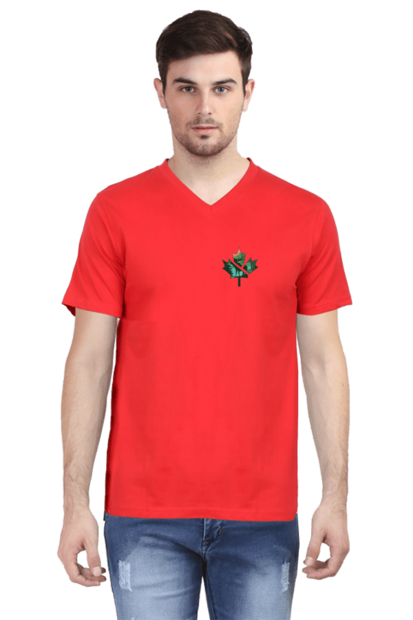 Unisex V-Neck T-Shirt with Maple Leaf Design – Premium, Stylish & Comfortable