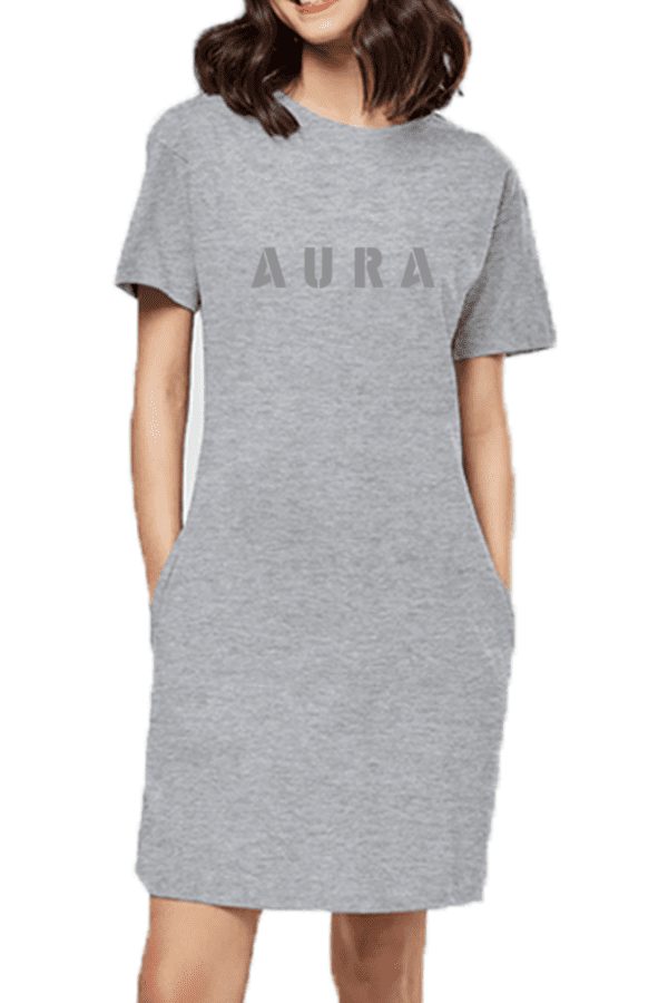 AURA Puff Grey T-Shirt Dress – Effortless Style, Ultimate Comfort - Image 3