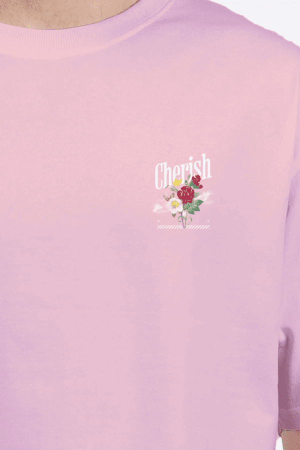 Cherish & Hope Oversized T-Shirt – Minimalistic Floral Aesthetic - Image 8