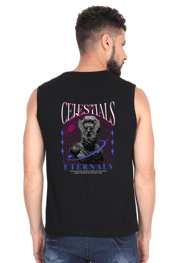Celestial Eternity Sleeveless Tee – Timeless Cosmic Elegance