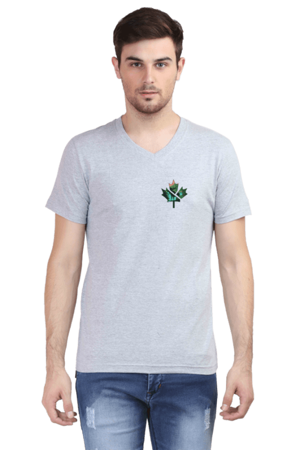 Unisex V-Neck T-Shirt with Maple Leaf Design – Premium, Stylish & Comfortable - Image 3