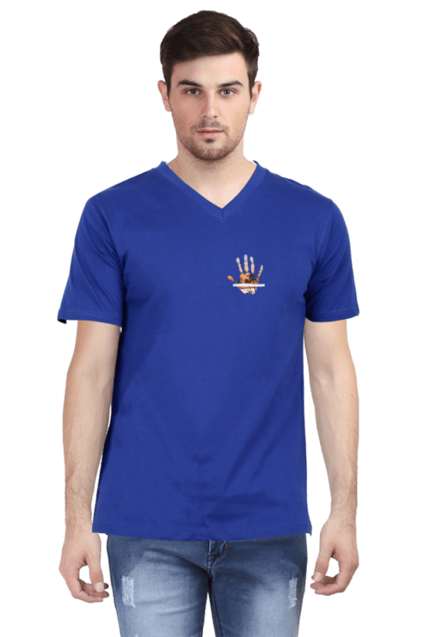 Hand Print Design – V-Neck T-Shirt | Premium Cotton | Stylish & Comfortable