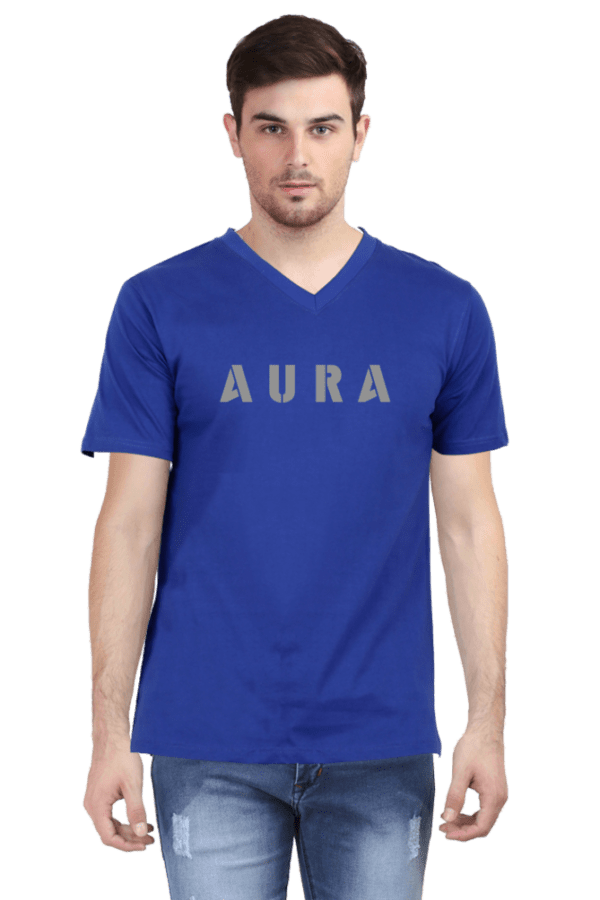 V-Neck T-Shirt with "Aura" Center Print – Premium & Stylish - Image 2