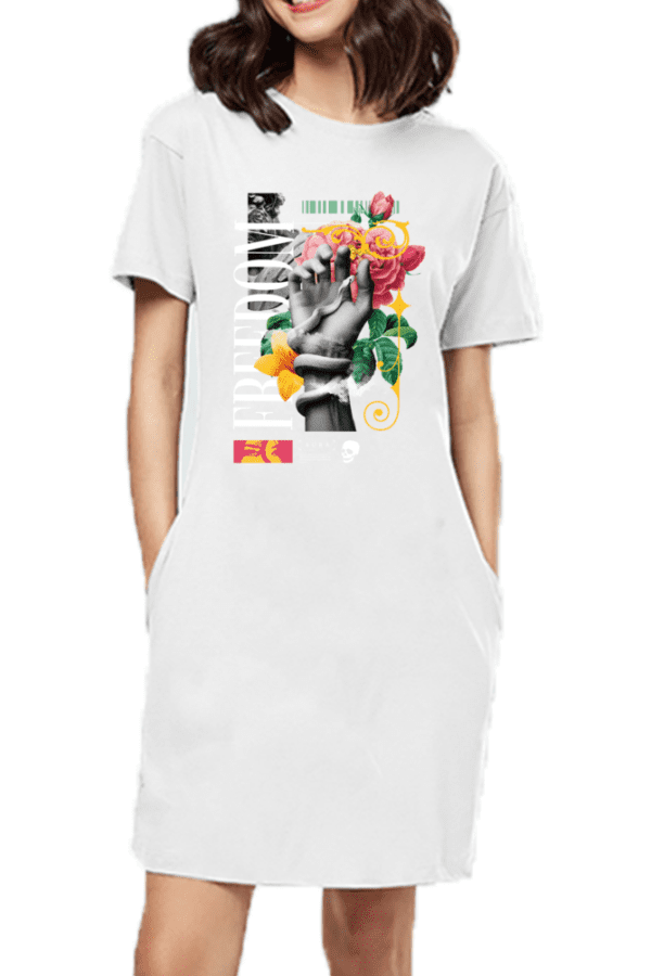 Freedom Bloom T-Shirt Dress – Where Style Meets Expression - Image 6