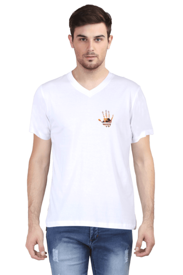Hand Print Design – V-Neck T-Shirt | Premium Cotton | Stylish & Comfortable - Image 5