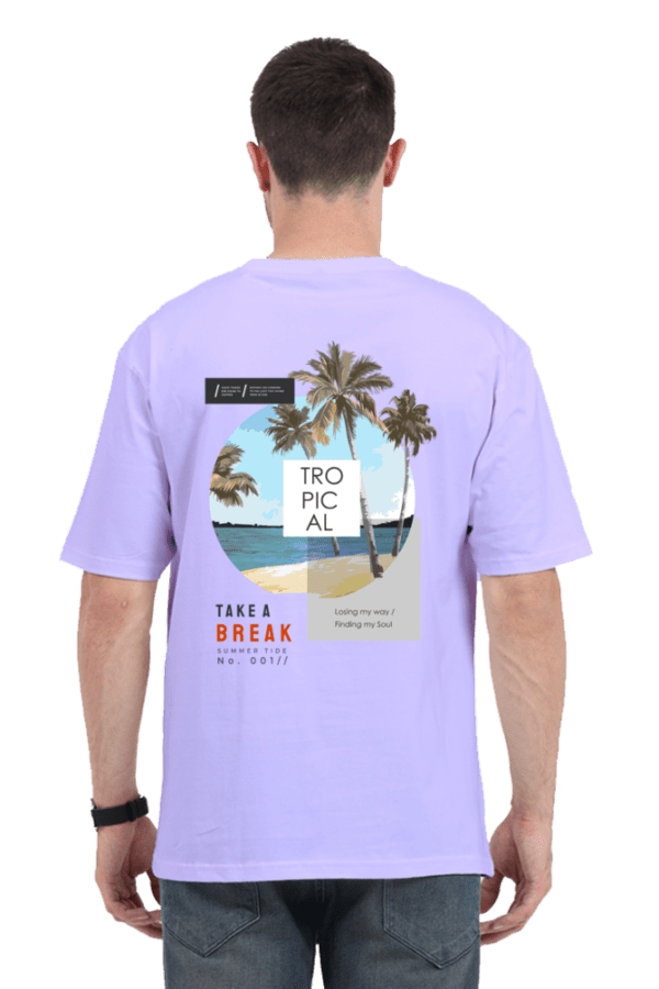 Tropical Vibes Oversized T-Shirt – Beach Aesthetic with Premium Hand Print Design - Image 2