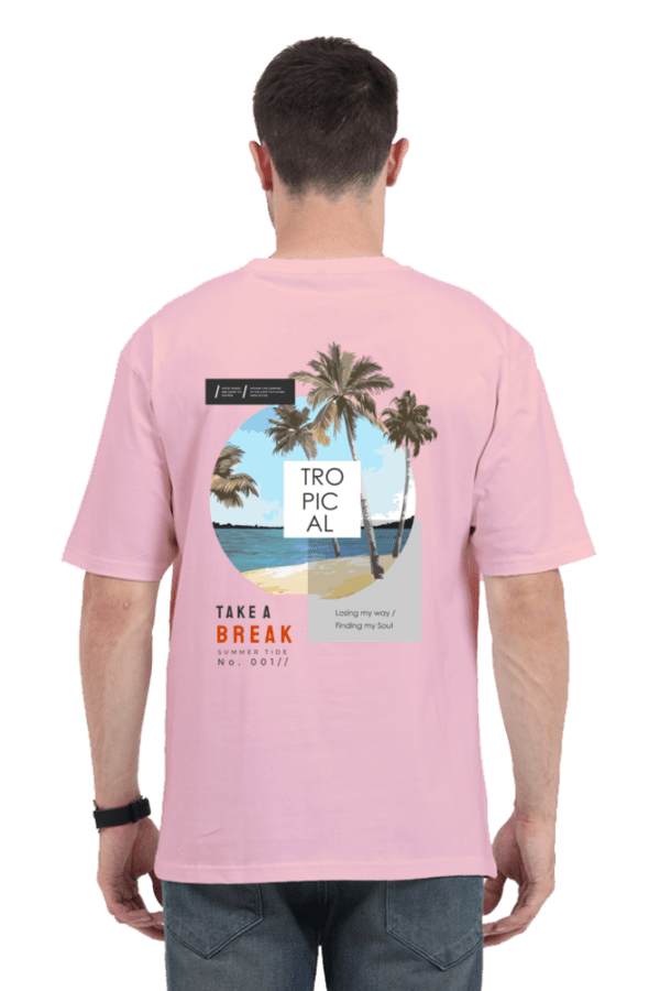 Tropical Vibes Oversized T-Shirt – Beach Aesthetic with Premium Hand Print Design - Image 3