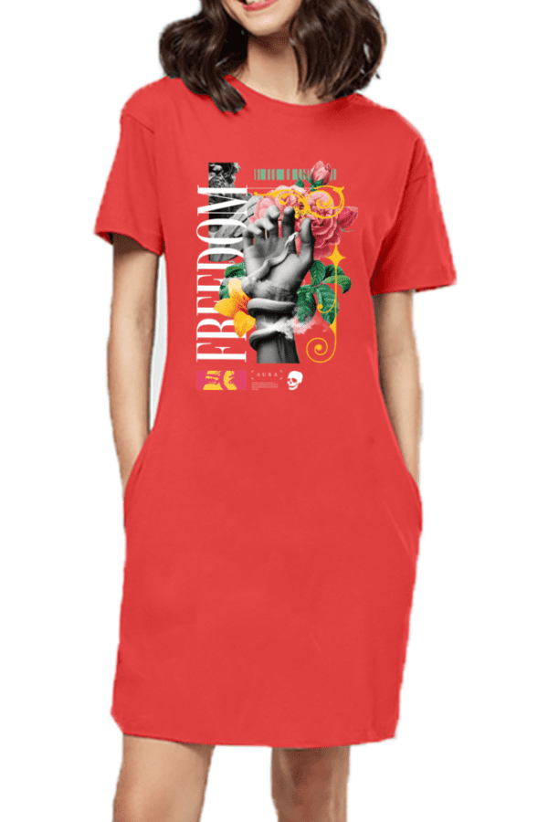 Freedom Bloom T-Shirt Dress – Where Style Meets Expression - Image 2
