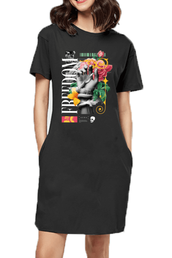 Freedom Bloom T-Shirt Dress – Where Style Meets Expression - Image 5