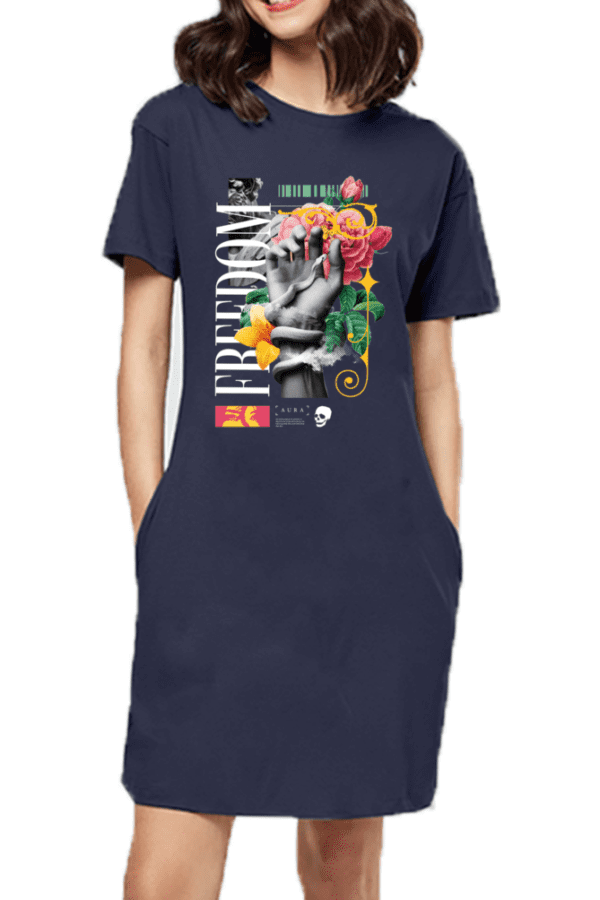 Freedom Bloom T-Shirt Dress – Where Style Meets Expression - Image 4